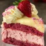 Strawberry Pink Velvet Cake Slice First Image