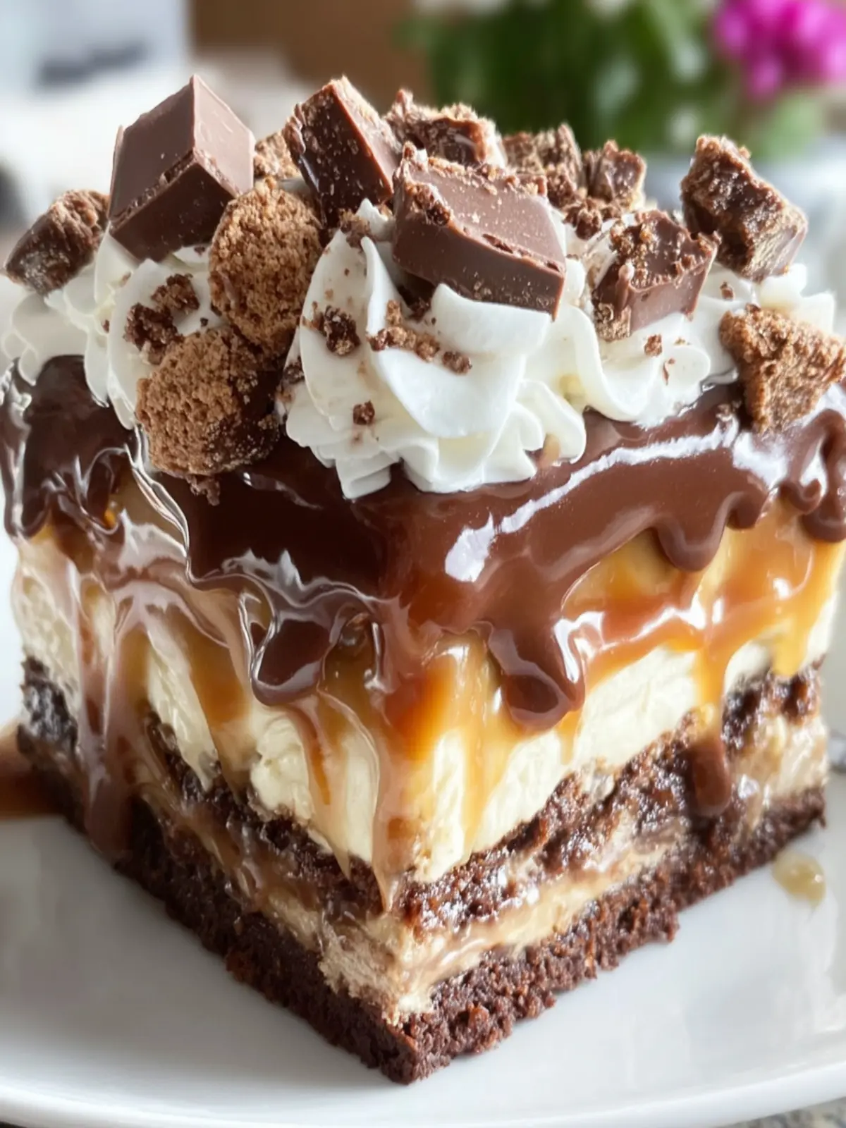 Decadent Caramel Chocolate Layered Cake First Image
