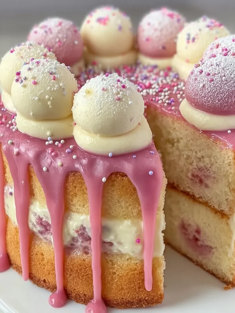 Whimsical Pink Drizzle Cake First Image