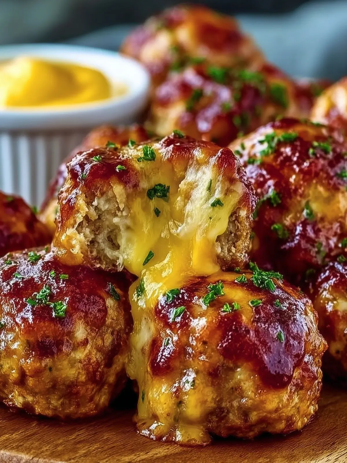 Cheesy Barbecue Meatball Bites First Image