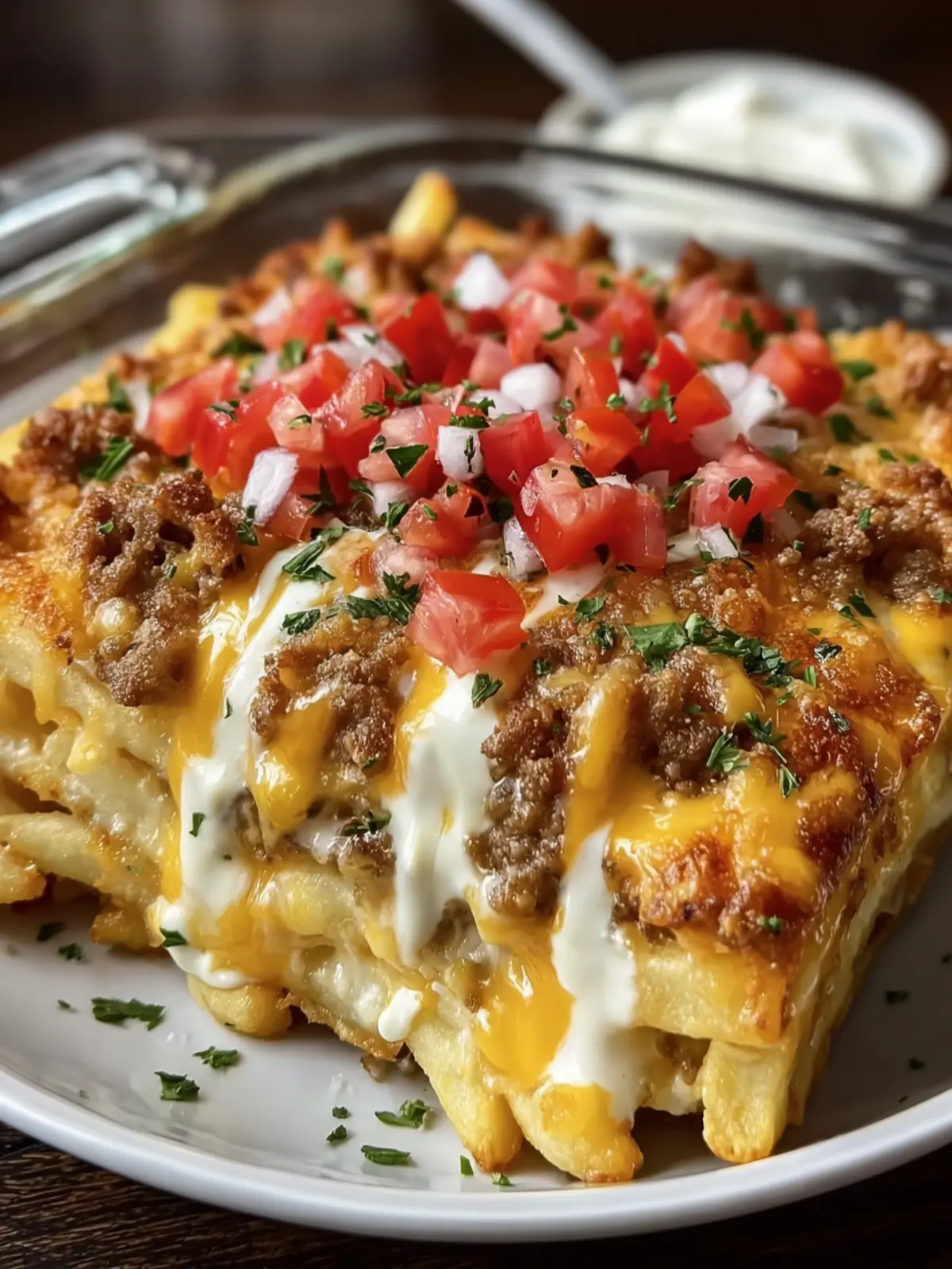 Cheesy Loaded Fries Casserole First Image