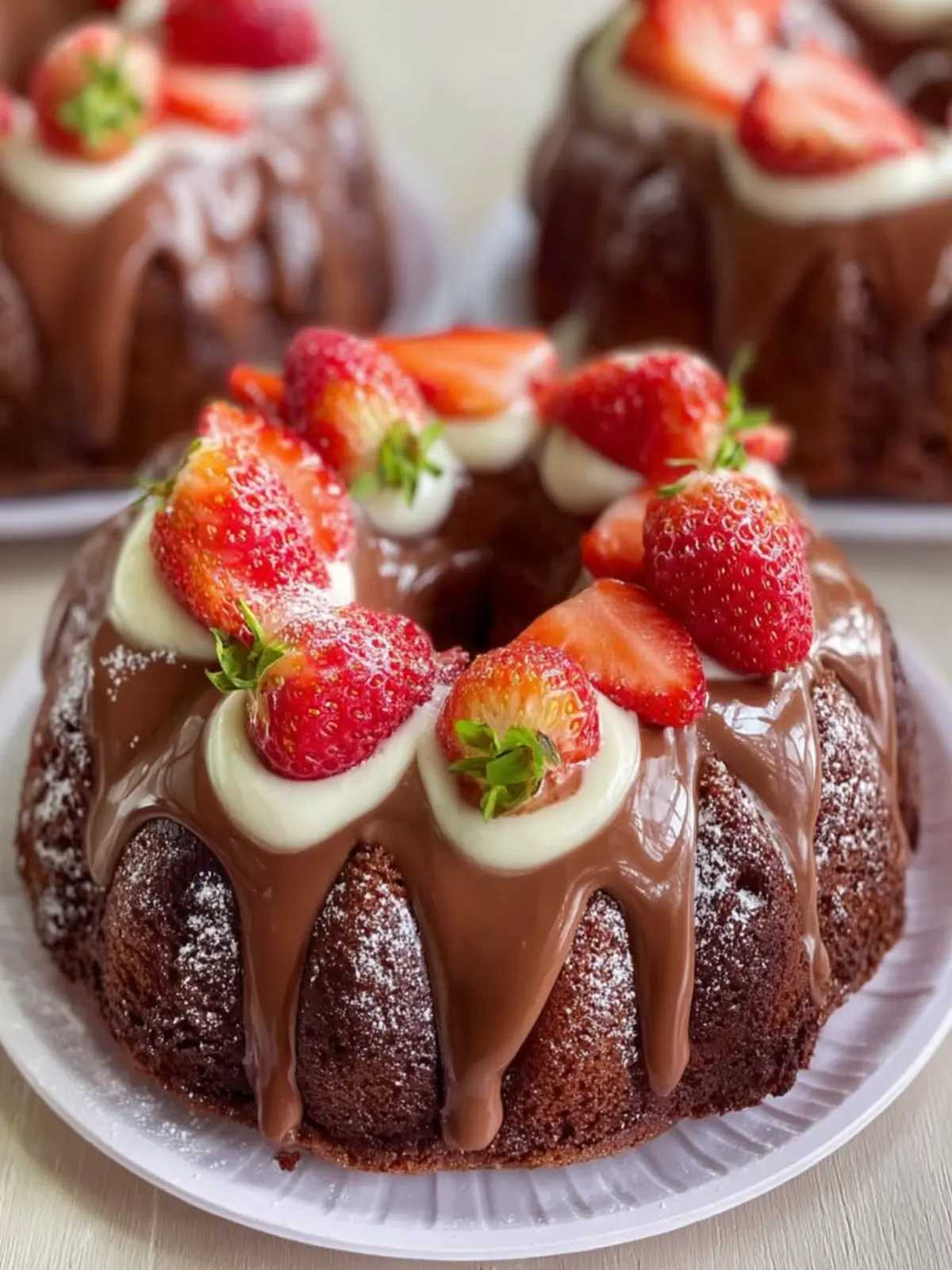 Chocolate Strawberry Bundt Cake Dessert First Image
