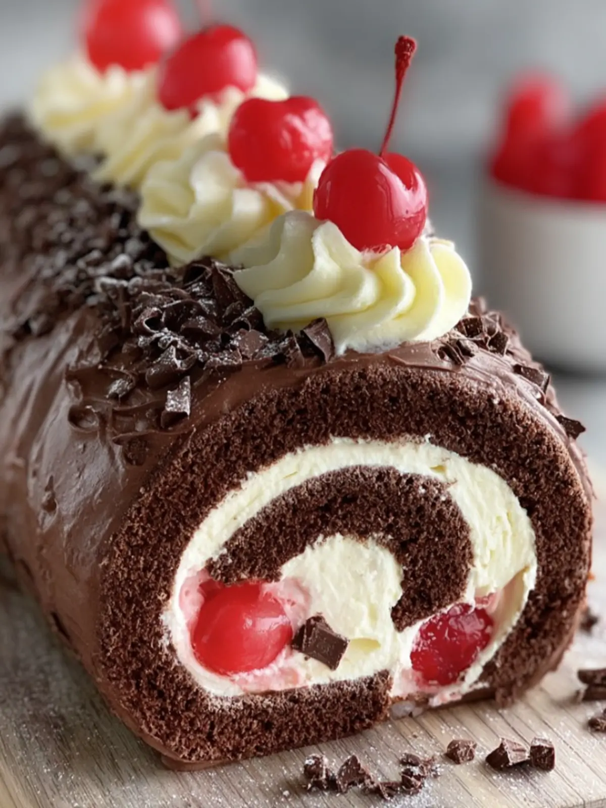 Decadent Chocolate Cherry Swiss Roll First Image