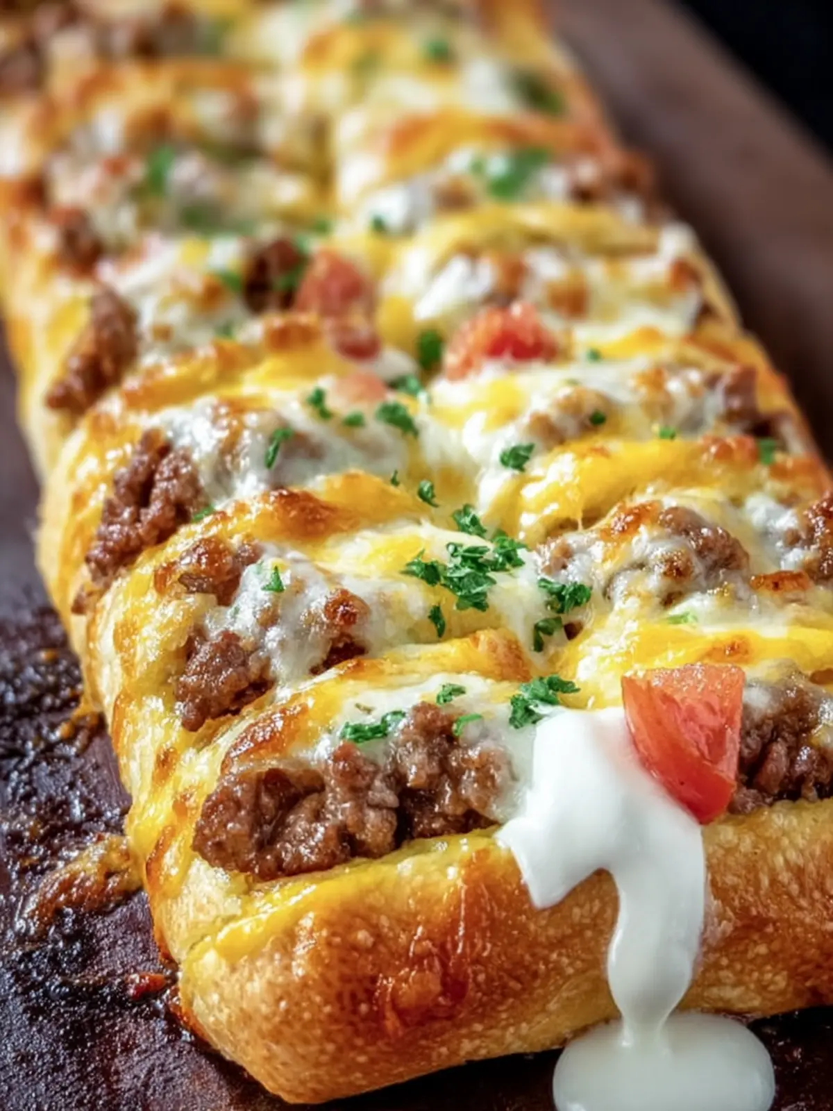 Cheesy Beef Stuffed Breadsticks First Image