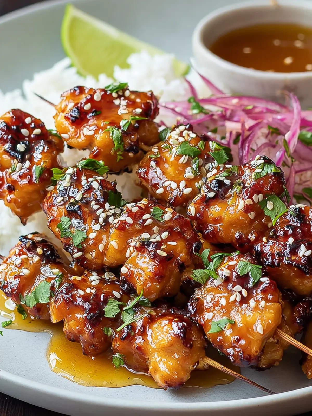 Irresistible Ginger Sesame Honey Chicken Skewers Recipe First Image