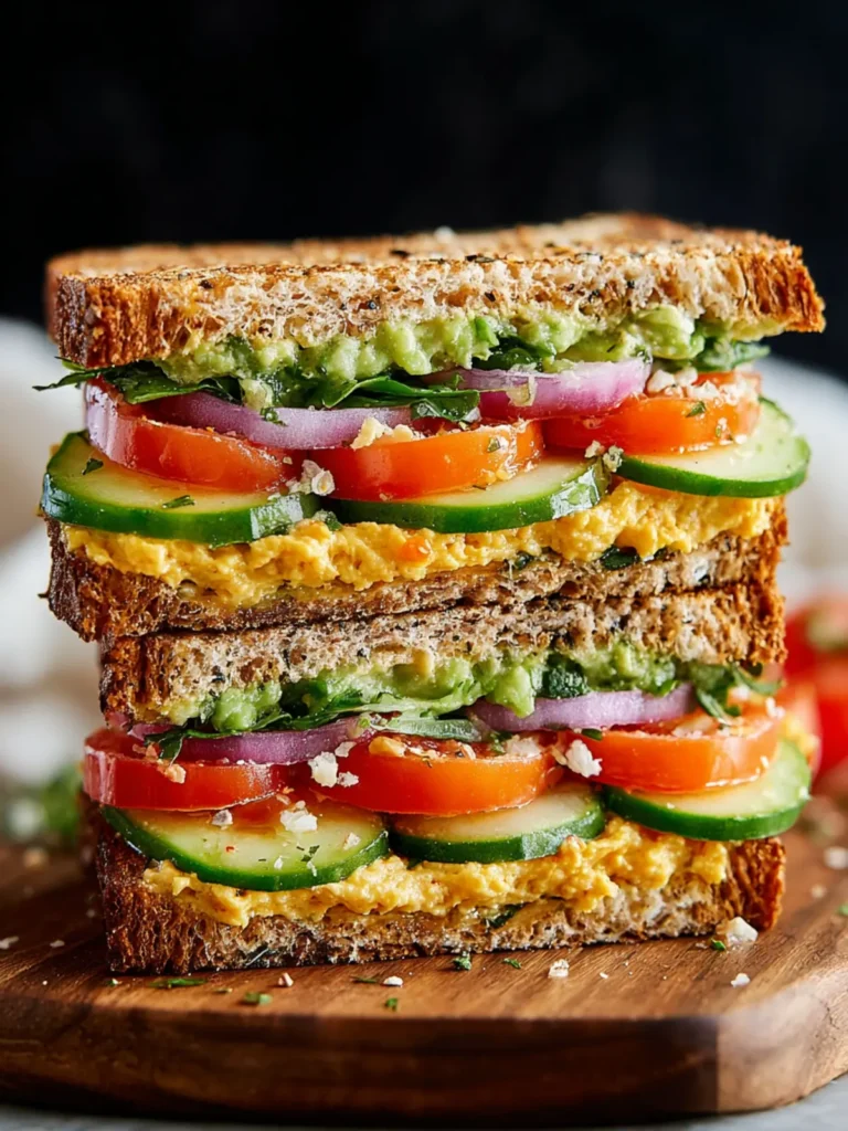 Irresistible Healthy Veggie Sandwich with Hummus Spread First Image