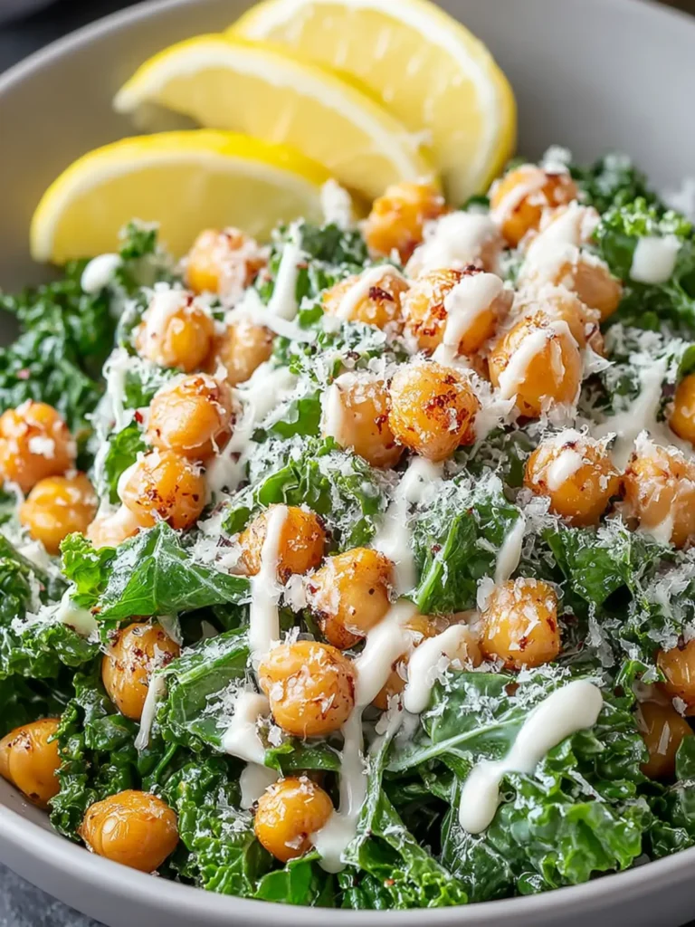 Flavorful Kale Caesar Salad with Roasted Chickpeas Recipe First Image