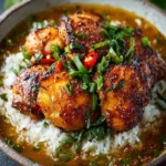 Caramelised Soy Chicken in Garlic Ginger Broth with Rice First Image