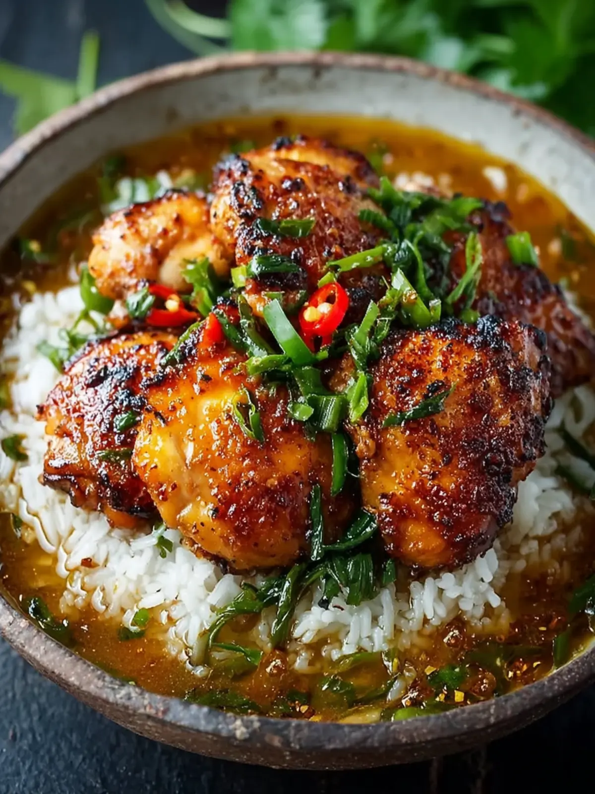 Caramelised Soy Chicken in Garlic Ginger Broth with Rice First Image