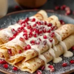 Delicious Eggnog Crepes with Pomegranate Magic for the Holidays First Image