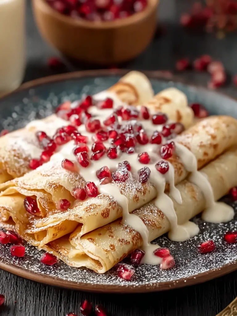 Delicious Eggnog Crepes with Pomegranate Magic for the Holidays First Image