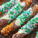 Chocolate Dipped Pretzel Rods First Image