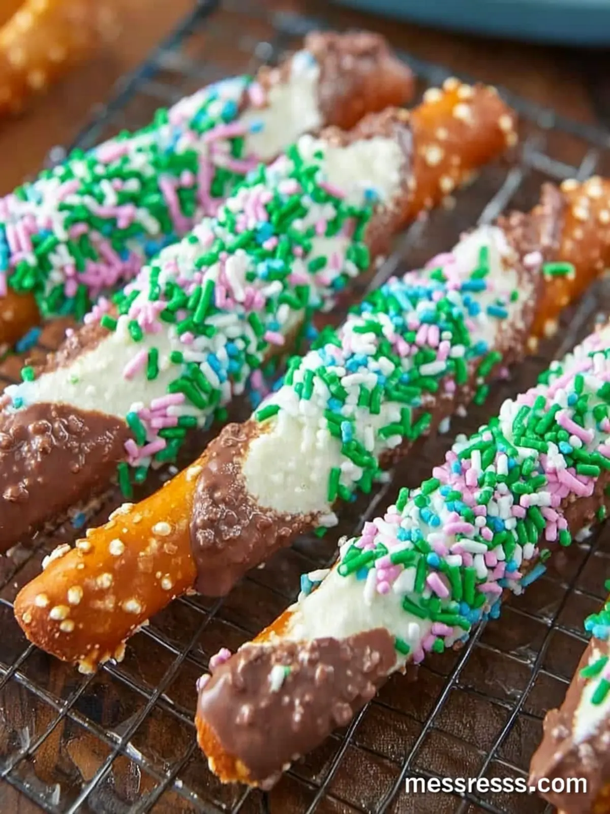 Chocolate Dipped Pretzel Rods First Image