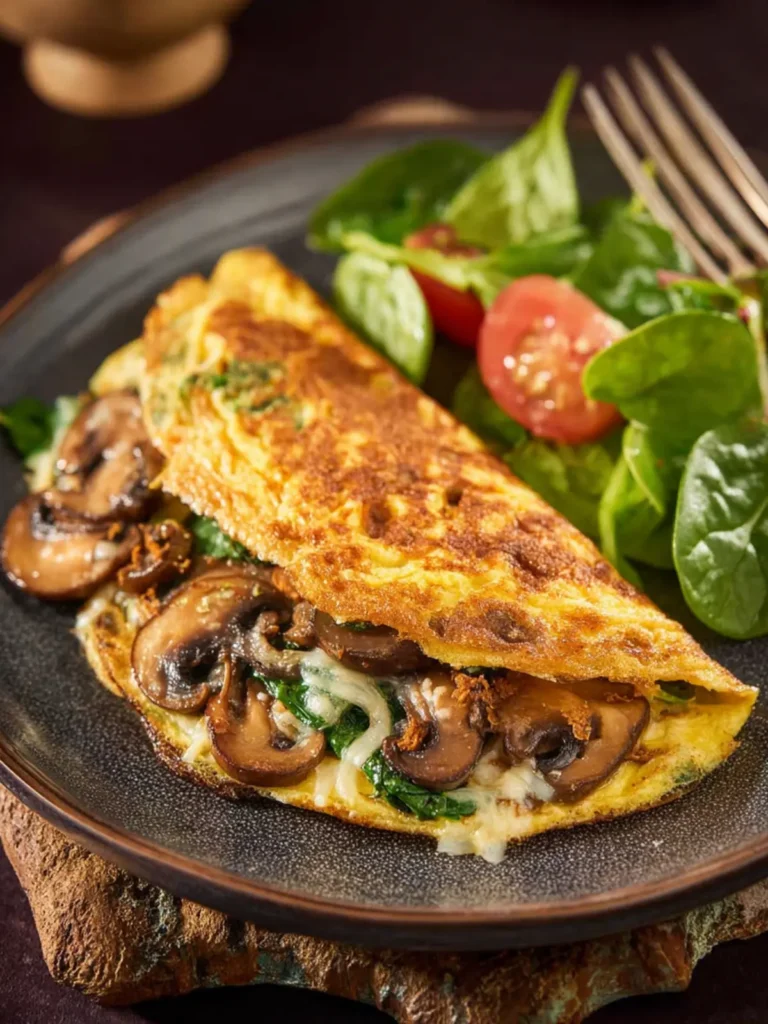 Mushroom Omelette With Spinach And Cheese First Image