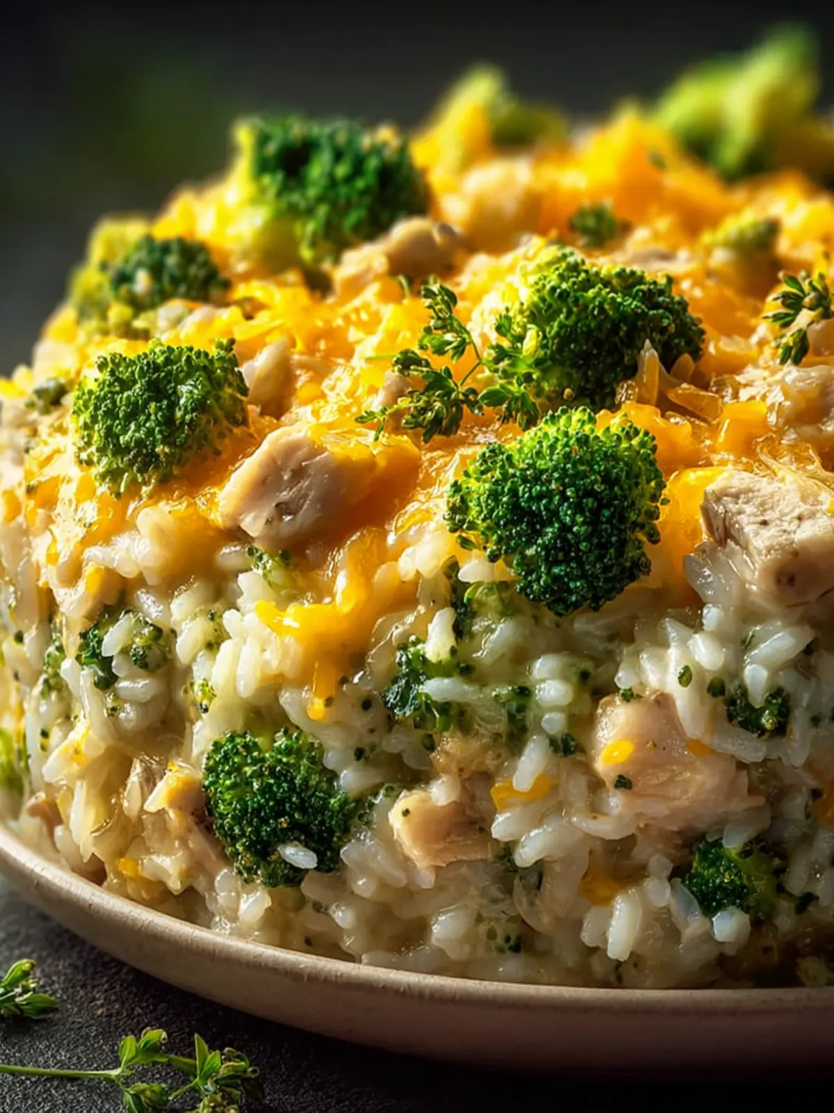 Creamy Chicken Broccoli Rice Cheese Casserole First Image