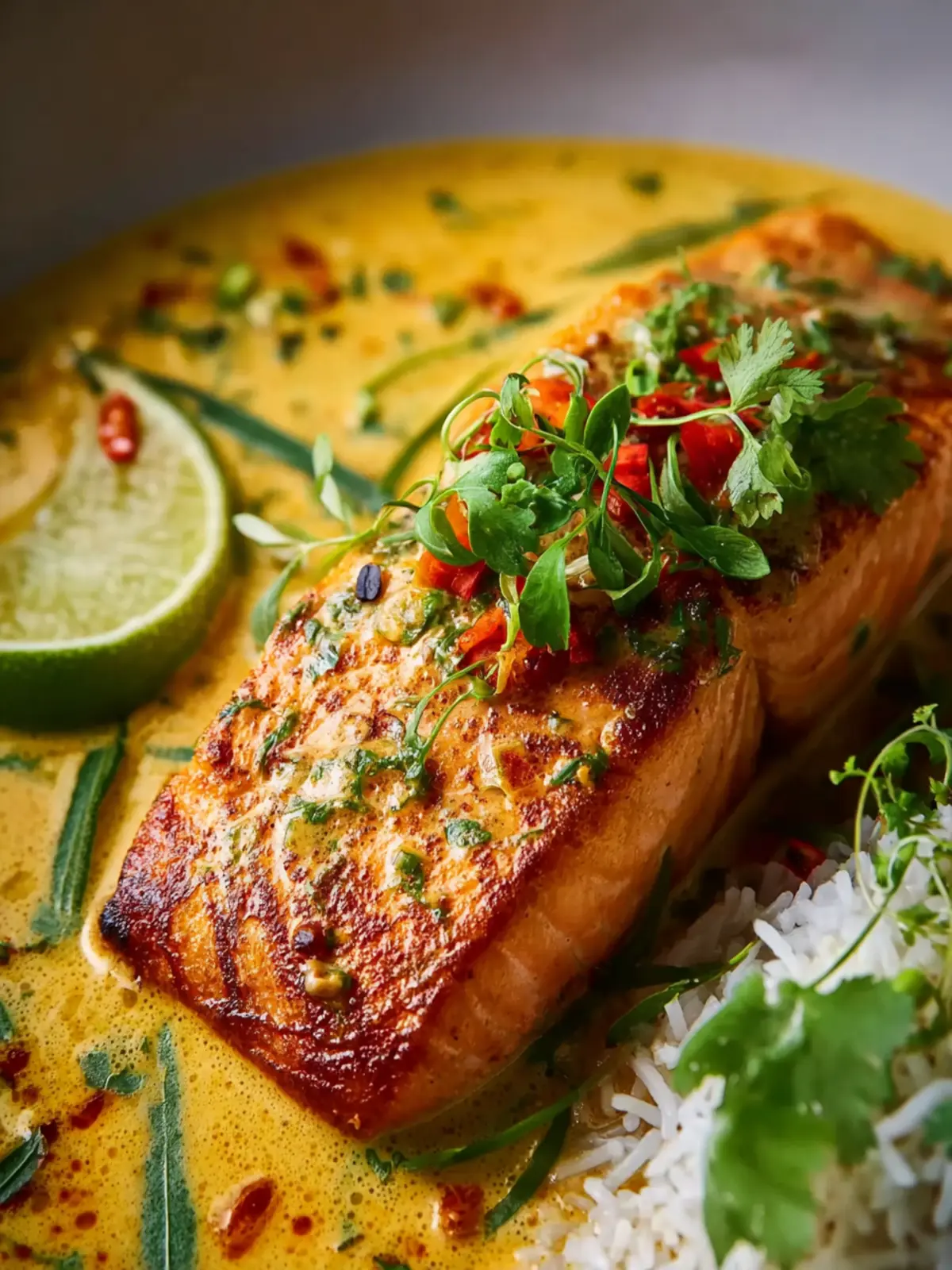 One Pan Coconut Curry Salmon with Garlic Butter First Image