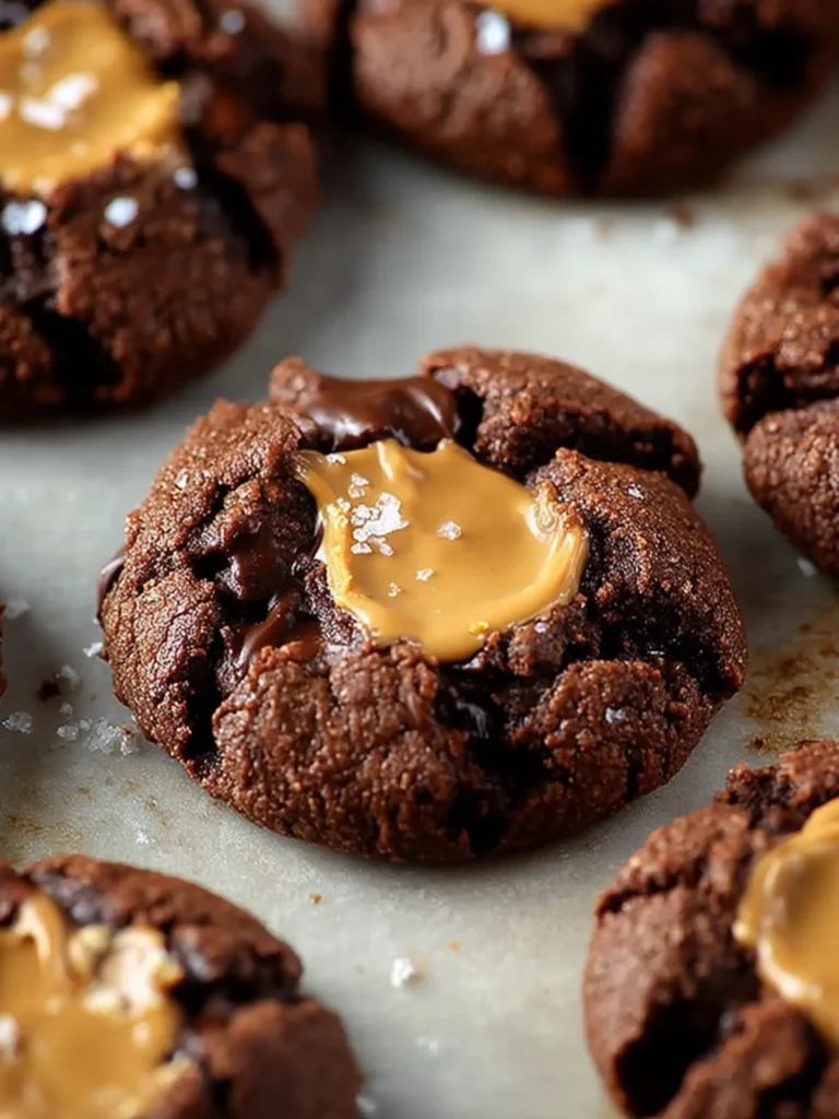 Double Chocolate Peanut Butter Thumbprint Cookies First Image