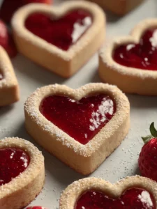Linzer Strawberry Heart Cookies First Image